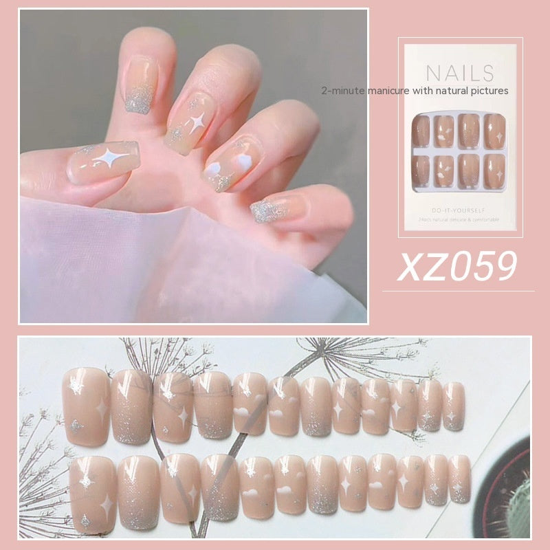 Nail Beauty New Hand-painted Fake Nail Tip Tulip Patch