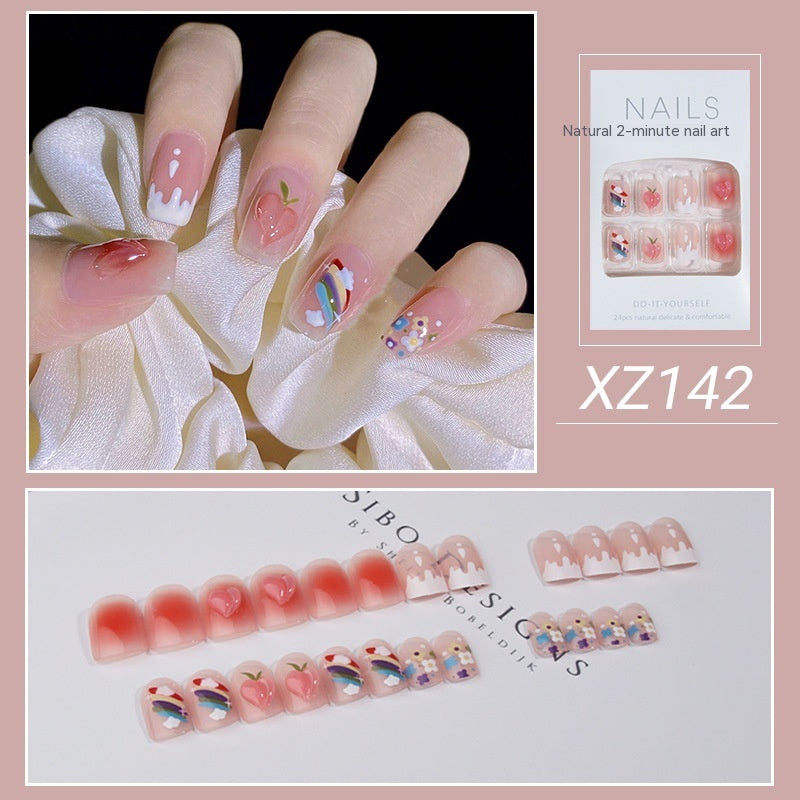 Nail Beauty New Hand-painted Fake Nail Tip Tulip Patch