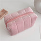 Plush Makeup Bag Checkered Cosmetic Bag Cosmetic Travel Bag Large Zipper Travel Toiletry Bag Portable Multi Functional Capacity Bag Cute Makeup Brushes Storage Bag For Women