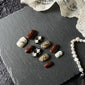 Pure Hand Drawing Autumn Warm Chocolate Black And White Diamond Lattice Oval Wear Armor