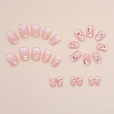White Flower Gentle Gradient Fairy Fashion All-match White Fake Nails Wear Armor